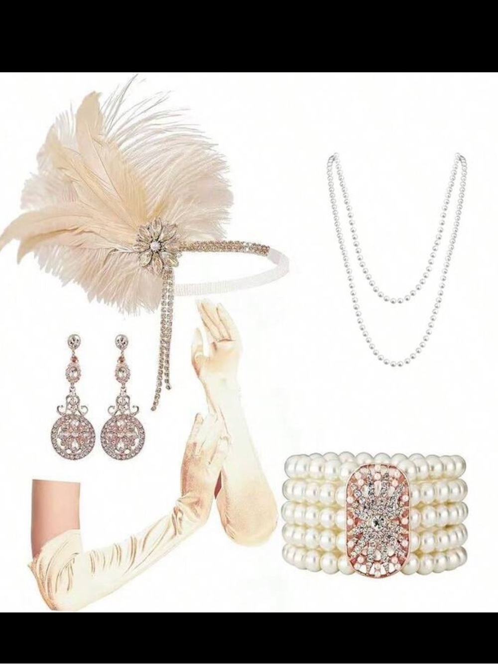Vintage 1920s flapper Halloween costume accessories bundle set